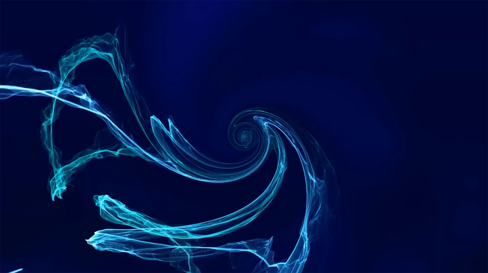 Abstract blue swirling vortex on a dark background.